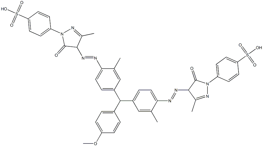 4,4'-[[(4-Methoxyphenyl)methylene]bis[(2-methyl-4,1-phenylene)azo[(4,5-dihydro-3-methyl-5-oxo-1H-pyrazole)-4,1-diyl]]]bis(benzenesulfonic acid) Struktur