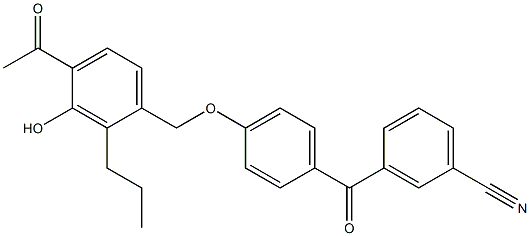 3-[4-(4-アセチル-3-ヒドロキシ-2-プロピルベンジルオキシ)ベンゾイル]ベンゾニトリル 化学構造式