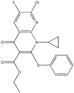 7-Chloro-1-cyclopropyl-6-fluoro-1,4-dihydro-4-oxo-2-phenylthio-1,8-naphthyridine-3-carboxylic acid ethyl ester Structure