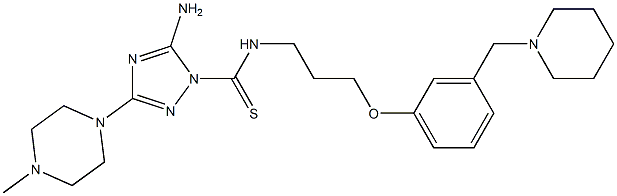 5-Amino-3-(4-methylpiperazino)-N-[3-[3-(piperidinomethyl)phenoxy]propyl]-1H-1,2,4-triazole-1-carbothioamide|