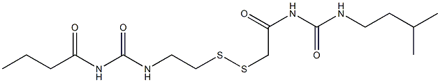 1-Butyryl-3-[2-[[(3-isopentylureido)carbonylmethyl]dithio]ethyl]urea Structure