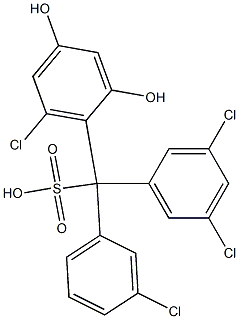 (3-Chlorophenyl)(3,5-dichlorophenyl)(6-chloro-2,4-dihydroxyphenyl)methanesulfonic acid Structure