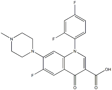 6-Fluoro-1-(2,4-difluorophenyl)-1,4-dihydro-7-(4-methyl-1-piperazinyl)-4-oxoquinoline-3-carboxylic acid,,结构式