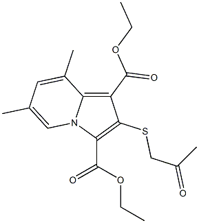 2-(2-オキソプロピルチオ)-6,8-ジメチルインドリジン-1,3-ジカルボン酸ジエチル 化学構造式
