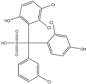 (3-クロロフェニル)(2-クロロ-4-ヒドロキシフェニル)(2,3-ジクロロ-6-ヒドロキシフェニル)メタンスルホン酸 化学構造式
