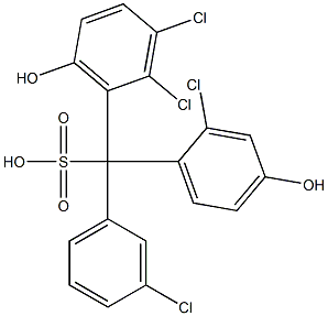 (3-Chlorophenyl)(2-chloro-4-hydroxyphenyl)(2,3-dichloro-6-hydroxyphenyl)methanesulfonic acid Struktur