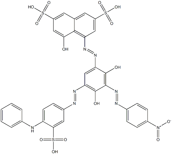 4-[[2,4-Dihydroxy-3-[(4-nitrophenyl)azo]-5-[[4-(phenylamino)-3-sulfophenyl]azo]phenyl]azo]-5-hydroxy-2,7-naphthalenedisulfonic acid 结构式