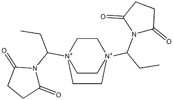 1,4-Bis[1-(2,5-dioxopyrrolidin-1-yl)propyl]-1,4-diazoniabicyclo[2.2.2]octane,,结构式