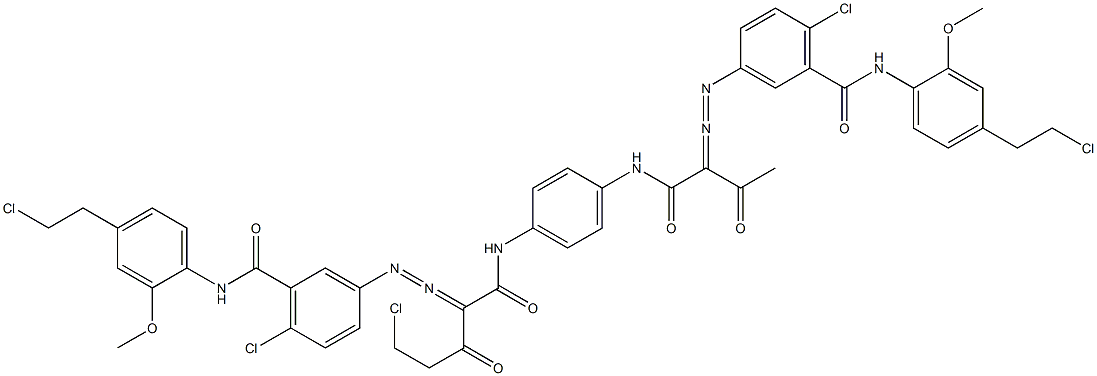 3,3'-[2-(Chloromethyl)-1,4-phenylenebis[iminocarbonyl(acetylmethylene)azo]]bis[N-[4-(2-chloroethyl)-2-methoxyphenyl]-6-chlorobenzamide] Structure