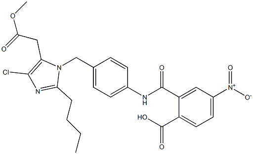 2-Butyl-4-chloro-1-[4-[2-(hydroxycarbonyl)-5-nitrobenzoylamino]benzyl]-1H-imidazole-5-acetic acid methyl ester 结构式