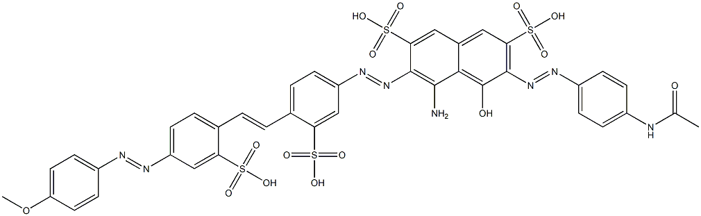 3-(4-Acetylaminophenylazo)-5-amino-4-hydroxy-6-[4-[2-[4-(4-methoxyphenylazo)-2-sulfophenyl]ethenyl]-3-sulfophenylazo]-2,7-naphthalenedisulfonic acid Struktur