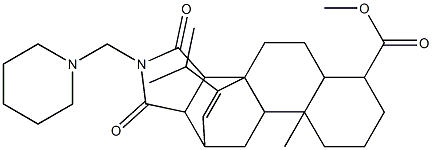 1,2,3,3a,4,5,5a,6,7,8,9,9a,9b,10,11,11a-Hexadecahydro-6,9a-dimethyl-1,3-dioxo-12-isopropyl-2-(piperidinomethyl)-3b,11-etheno-3bH-naphth[2,1-e]isoindole-6-carboxylic acid,,结构式