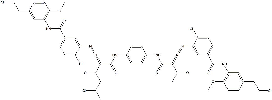 3,3'-[2-(1-Chloroethyl)-1,4-phenylenebis[iminocarbonyl(acetylmethylene)azo]]bis[N-[3-(2-chloroethyl)-6-methoxyphenyl]-4-chlorobenzamide] 结构式