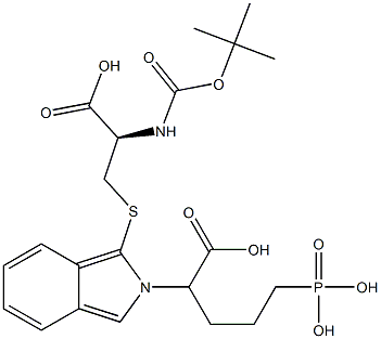 S-[2-(4-ホスホノ-1-カルボキシブチル)-2H-イソインドール-1-イル]-N-[(tert-ブチルオキシ)カルボニル]-L-システイン 化学構造式