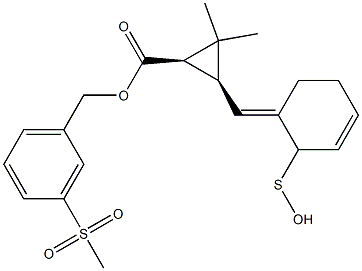 (1R)-2α-[(E)-[(テトラヒドロ-2-オキソチオフェン)-3-イリデン]メチル]-3,3-ジメチルシクロプロパン-1α-カルボン酸3-(メチルスルホニル)ベンジル 化学構造式