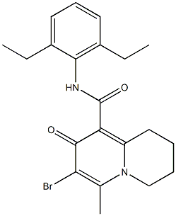 7-Bromo-1,2,3,8-tetrahydro-6-methyl-8-oxo-N-(2,6-diethylphenyl)-4H-quinolizine-9-carboxamide Structure