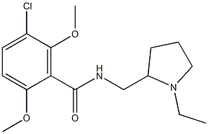 N-[(1-Ethyl-2-pyrrolidinyl)methyl]-2,6-dimethoxy-5-chlorobenzamide 结构式