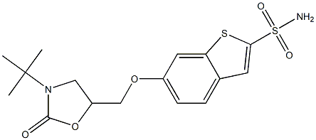 6-[(3-tert-Butyl-2-oxooxazolidin-5-yl)methoxy]benzo[b]thiophene-2-sulfonamide,,结构式