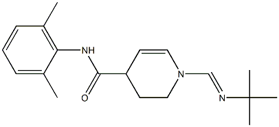 1-[[(1,1-ジメチルエチル)イミノ]メチル]-N-(2,6-ジメチルフェニル)-1,2,3,4-テトラヒドロ-4-ピリジンカルボアミド 化学構造式
