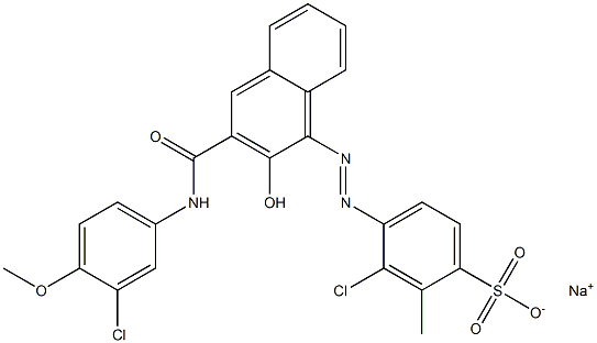 3-Chloro-2-methyl-4-[[3-[[(3-chloro-4-methoxyphenyl)amino]carbonyl]-2-hydroxy-1-naphtyl]azo]benzenesulfonic acid sodium salt Structure