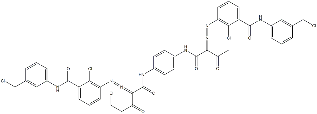 3,3'-[2-(Chloromethyl)-1,4-phenylenebis[iminocarbonyl(acetylmethylene)azo]]bis[N-[3-(chloromethyl)phenyl]-2-chlorobenzamide],,结构式