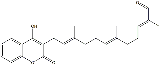 4-Hydroxy-3-[(2E,6E,10E)-12-oxo-3,7,11-trimethyl-2,6,10-dodecatrien-1-yl]-2H-1-benzopyran-2-one 结构式