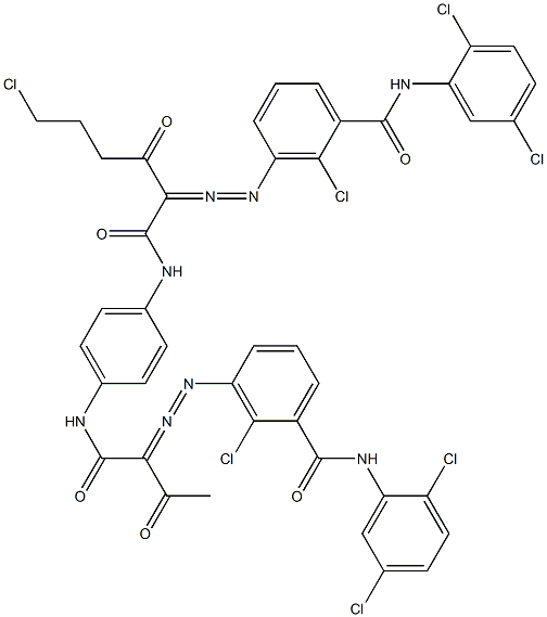 3,3'-[2-(2-Chloroethyl)-1,4-phenylenebis[iminocarbonyl(acetylmethylene)azo]]bis[N-(2,5-dichlorophenyl)-2-chlorobenzamide],,结构式