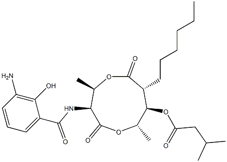 3-Methylbutanoic acid (3S,4R,7R,8R,9S)-3-[(3-amino-2-hydroxybenzoyl)amino]-4,9-dimethyl-2,6-dioxo-7-hexyl-1,5-dioxonan-8-yl ester