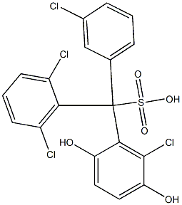 (3-Chlorophenyl)(2,6-dichlorophenyl)(6-chloro-2,5-dihydroxyphenyl)methanesulfonic acid,,结构式