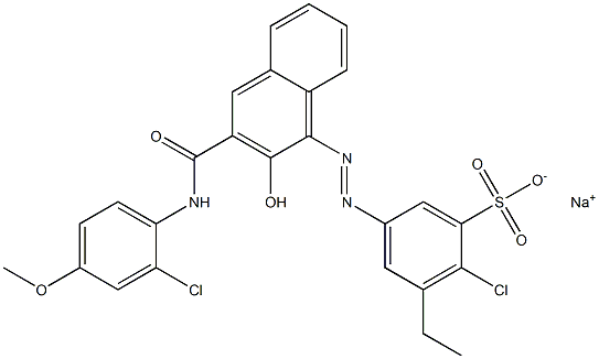 2-Chloro-3-ethyl-5-[[3-[[(2-chloro-4-methoxyphenyl)amino]carbonyl]-2-hydroxy-1-naphtyl]azo]benzenesulfonic acid sodium salt,,结构式