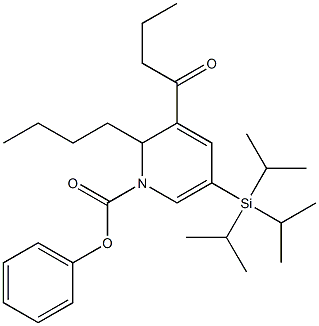 3-Butyryl-1,2-dihydro-5-(triisopropylsilyl)-2-butylpyridine-1-carboxylic acid phenyl ester Structure