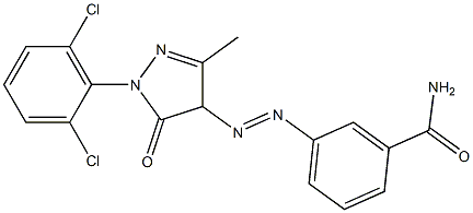 4-(3-Carbamoylphenylazo)-1-(2,6-dichlorophenyl)-3-methyl-5(4H)-pyrazolone,,结构式