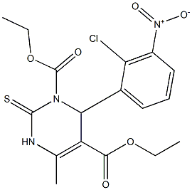 1,2,3,4-Tetrahydro-6-methyl-4-(2-chloro-3-nitrophenyl)-2-thioxopyrimidine-3,5-dicarboxylic acid diethyl ester Struktur
