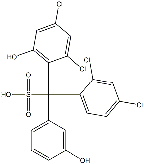 (2,4-ジクロロフェニル)(2,4-ジクロロ-6-ヒドロキシフェニル)(3-ヒドロキシフェニル)メタンスルホン酸 化学構造式