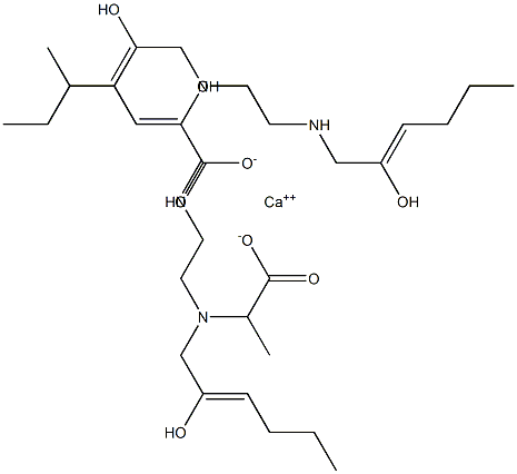 Bis[2-[N-(2-hydroxy-2-hexenyl)-N-[2-(2-hydroxy-2-hexenylamino)ethyl]amino]propionic acid]calcium salt Structure