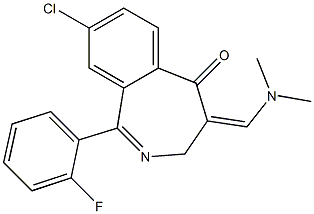 8-クロロ-1-(2-フルオロフェニル)-3,4-ジヒドロ-4-(ジメチルアミノメチレン)-5H-2-ベンゾアゼピン-5-オン 化学構造式