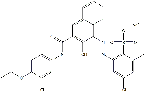 4-Chloro-2-methyl-6-[[3-[[(3-chloro-4-ethoxyphenyl)amino]carbonyl]-2-hydroxy-1-naphtyl]azo]benzenesulfonic acid sodium salt 结构式