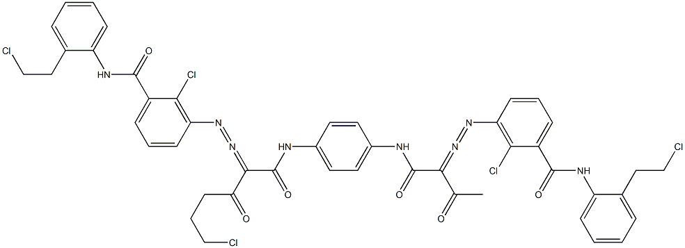 3,3'-[2-(2-Chloroethyl)-1,4-phenylenebis[iminocarbonyl(acetylmethylene)azo]]bis[N-[2-(2-chloroethyl)phenyl]-2-chlorobenzamide],,结构式