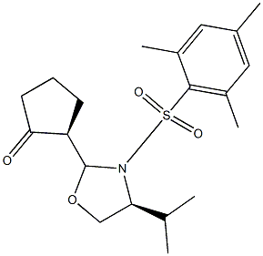 (2R)-2-[(2S,4S)-4-Isopropyl-3-(2,4,6-trimethylphenylsulfonyl)oxazolidin-2-yl]-1-cyclopentanone Struktur