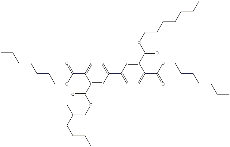 1,1'-Biphenyl-3,3',4,4'-tetracarboxylic acid 3,4,4'-triheptyl 3'-(2-methylhexyl) ester Structure