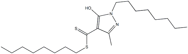 1-Octyl-3-methyl-5-hydroxy-1H-pyrazole-4-dithiocarboxylic acid octyl ester Structure