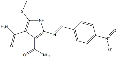 2-[(p-Nitrobenzylidene)amino]-5-(methylthio)-1H-pyrrole-3,4-dicarboxamide Structure