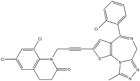 4-(2-Chlorophenyl)-9-methyl-2-[3-[(6,8-dichloro-1,2,3,4-tetrahydro-2-oxoquinolin)-1-yl]-1-propynyl]-6H-thieno[3,2-f][1,2,4]triazolo[4,3-a][1,4]diazepine