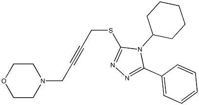 4-Cyclohexyl-5-phenyl-3-[[4-morpholino-2-butynyl]thio]-4H-1,2,4-triazole,,结构式