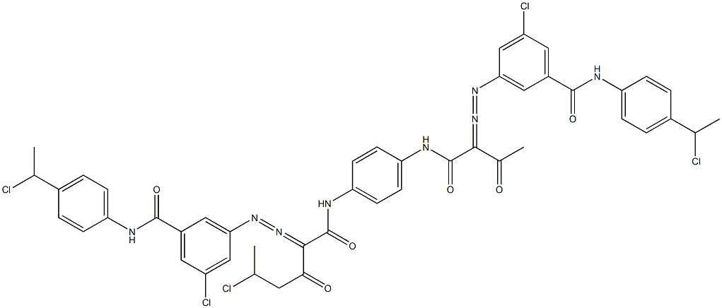 3,3'-[2-(1-Chloroethyl)-1,4-phenylenebis[iminocarbonyl(acetylmethylene)azo]]bis[N-[4-(1-chloroethyl)phenyl]-5-chlorobenzamide],,结构式