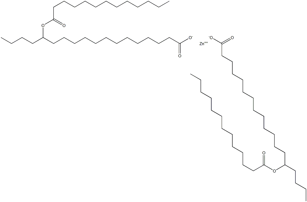 ビス(14-トリデカノイルオキシオクタデカン酸)亜鉛 化学構造式