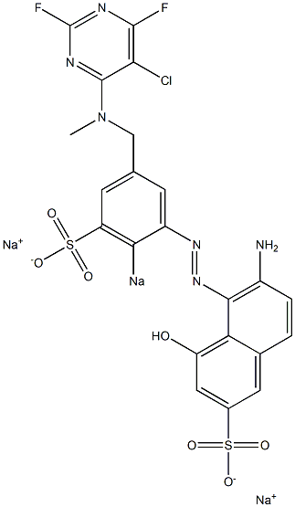 6-Amino-4-hydroxy-5-[5-[[N-methyl-N-(5-chloro-2,6-difluoro-4-pyrimidinyl)amino]methyl]-2-sodiosulfophenylazo]-2-naphthalenesulfonic acid sodium salt