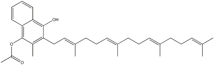 2-[(2E,6E,10E)-3,7,11,15-テトラメチル-2,6,10,14-ヘキサデカテトラエニル]-3-メチル-4-アセトキシ-1-ナフトール 化学構造式