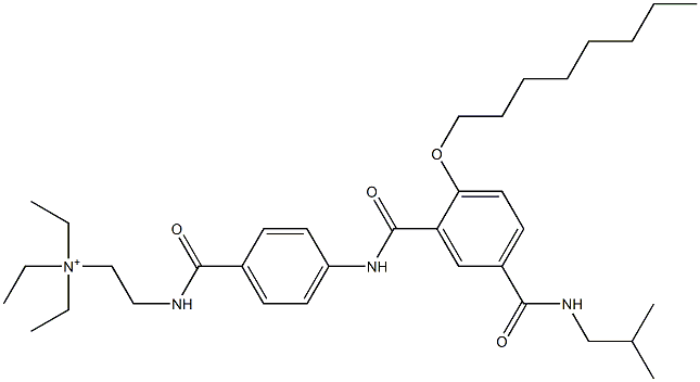 2-[[4-[[5-(Isobutylcarbamoyl)-2-(octyloxy)benzoyl]amino]benzoyl]amino]-N,N,N-triethylethanaminium Struktur