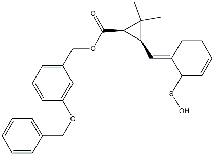 (1R,3S)-2,2-ジメチル-3-[[(3E)-2,3,4,5-テトラヒドロ-2-オキソチオフェン]-3-イリデンメチル]シクロプロパン-1-カルボン酸-3-ベンジルオキシベンジル 化学構造式